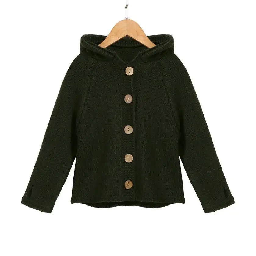 Коллекция года, Однотонный свитер с капюшоном для маленьких девочек вязаные пуловеры с капюшоном кардиган, свитера теплое зимнее пальто, одежда, p30