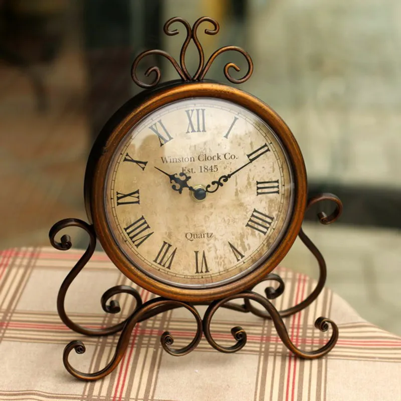 

vintage metal desktop clock with silent clock movement crafts home decoration shabby chic home watch relogio de mesa horloge 17