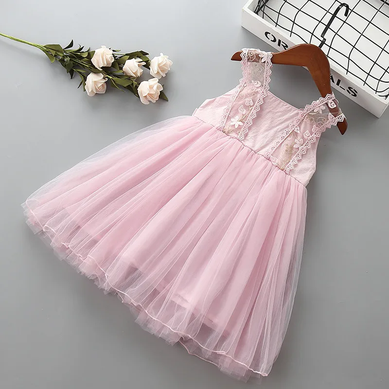 

2-7 year High quality girl dress 2019 new summer bow flower Embroidery kid children girl clothing party formal princess dress