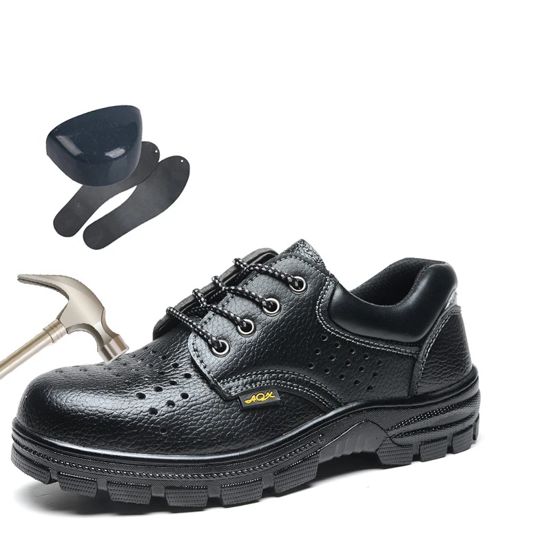 

2019 Breathable Safety Shoes Lightweight Summer Anti-smash Perforated Work Shoes Men's Comfort Anti-skid Mountaineering shoes