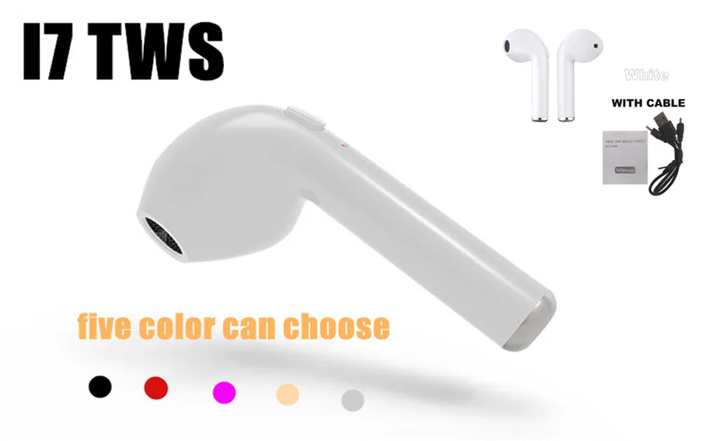 

i7 i7s tws Bluetooth Earphone Earbuds Headset wireless earphone With Mic with cable For Apple Samsung Huawei xiaomi phones