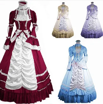 

(GT008) Lolita Dresses Long Sleeveless 2016 New Fashion Women Summer Dress Party Gothic Lolita Halloween Costumes Victorian