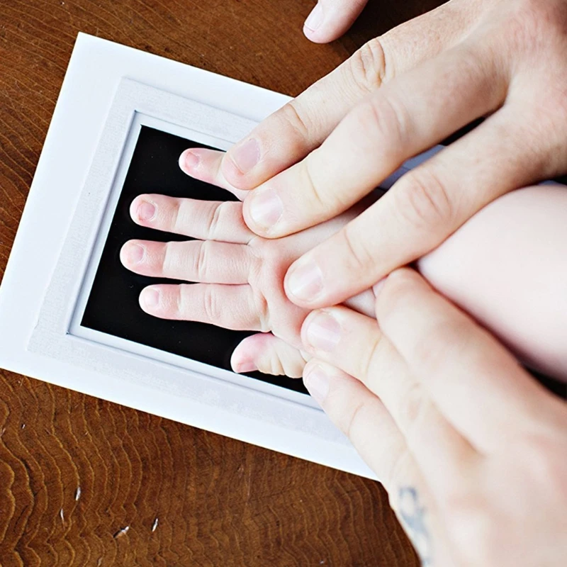 Новорожденный ребенок Handprint отпечаток ноги фоторамка комплект нетоксичный чистый сенсорный чернильный коврик младенческой глины