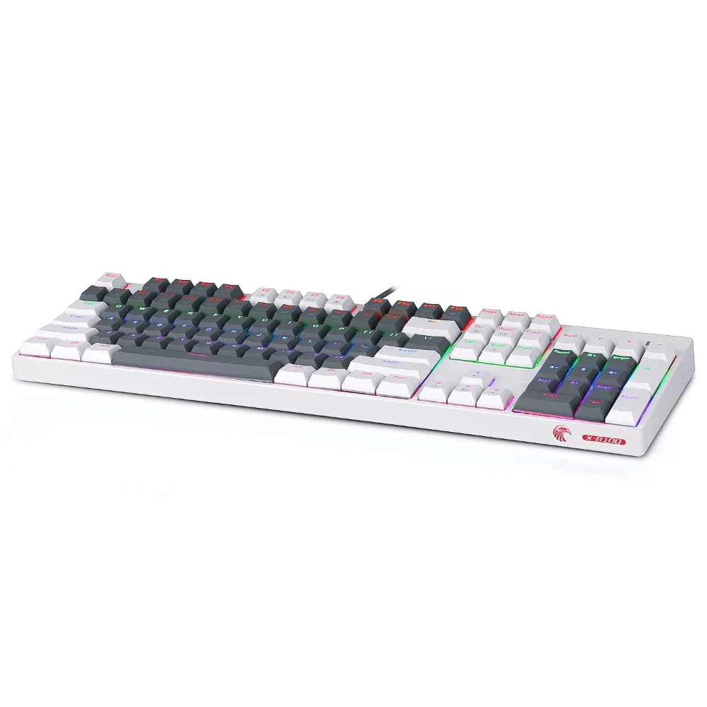 LED Mechanical Keyboard Contrast Color Tactile Clicky Blue Switches Anti-Ghosting USB Wired Gamer Keyboard for dota 2 lol, X8100