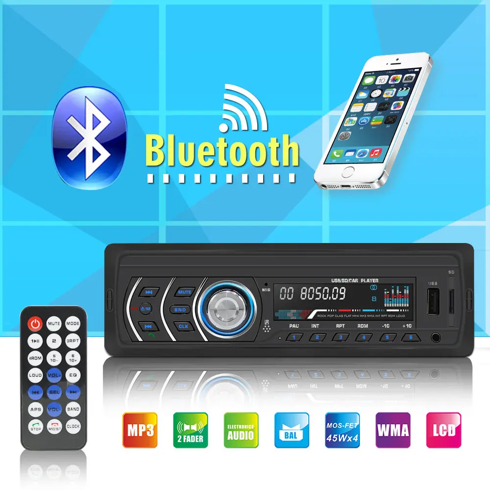 1Din автомобильный стереоплеер радио FM и MP3 MP4 Bluetooth приемник Aux с usb-портом и sd-картой музыкальный Универсальный плеер JQ1581