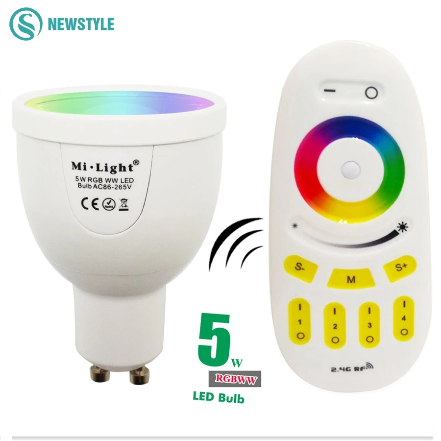 

RGBW RGBWW 5W GU10 Led Bulb Lamp 2.4G Milight Wireless Dimmable Lights With Remote Control home decoration lamps