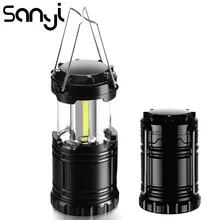 Sanyi mini lanterna portátil de led, 3 * cob, lâmpada para acampamento, à prova d' água, luz para acampamento, alimentada por 3 * aaa