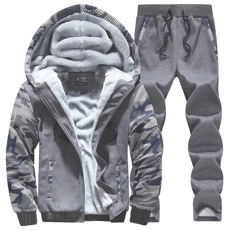 Grandwish/Повседневный Спортивный костюм, мужской комплект, зимний брендовый комплект из двух предметов, хлопковая внутренняя флисовая