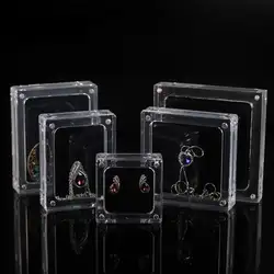 Прозрачный акриловый Подвесной Ювелирный дисплей квадратный магнитный зажим на коробка для ювелирных украшений Размер s/m/l