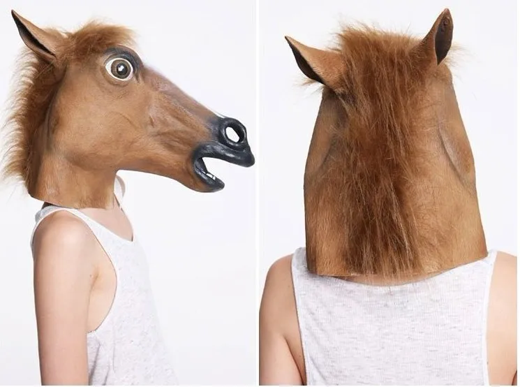 Free shipping 50pcs Creepy Horse Mask Head Halloween Costume Theater Prop Novelty Latex Rubber
