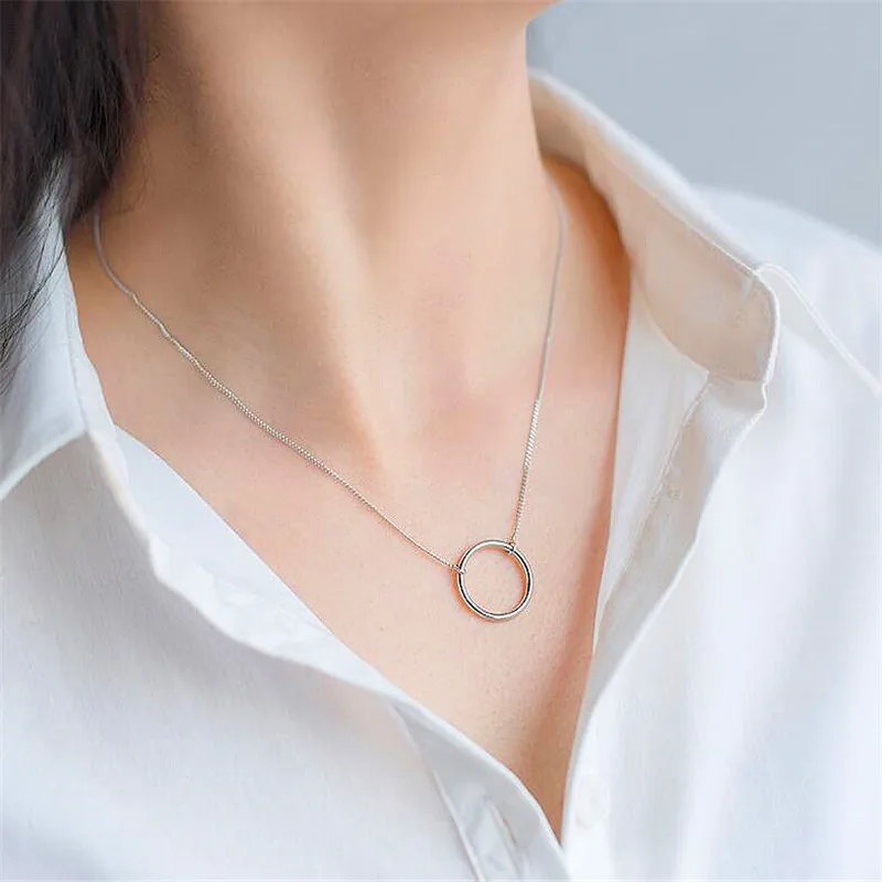 INZATT MInimalist Geometric Round Personal Pendant Necklaces Real 925 Sterling Silver Fine Jewelry For Women Trendy Accessories - Image 2