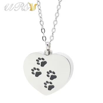 

316L stainless steel stereo heart cremation jewelry urn necklace pendant perfume locket with cable chain
