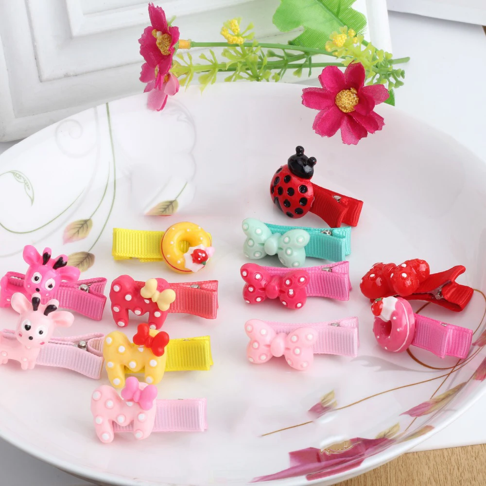 Детские заколки ярких цветов с рисунками животных аксессуары для девочек