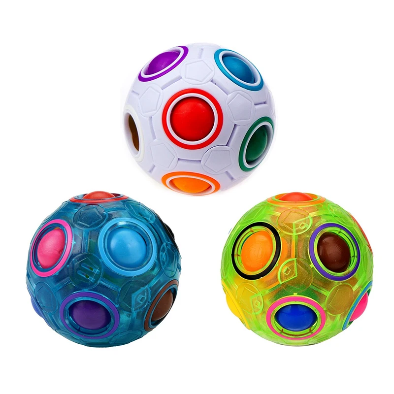 

Luminous Magic Rainbow Ball Football Fidget Cube Fluorescence Hottest Decompression Finger Toy Children Adult Anti Stress Ball