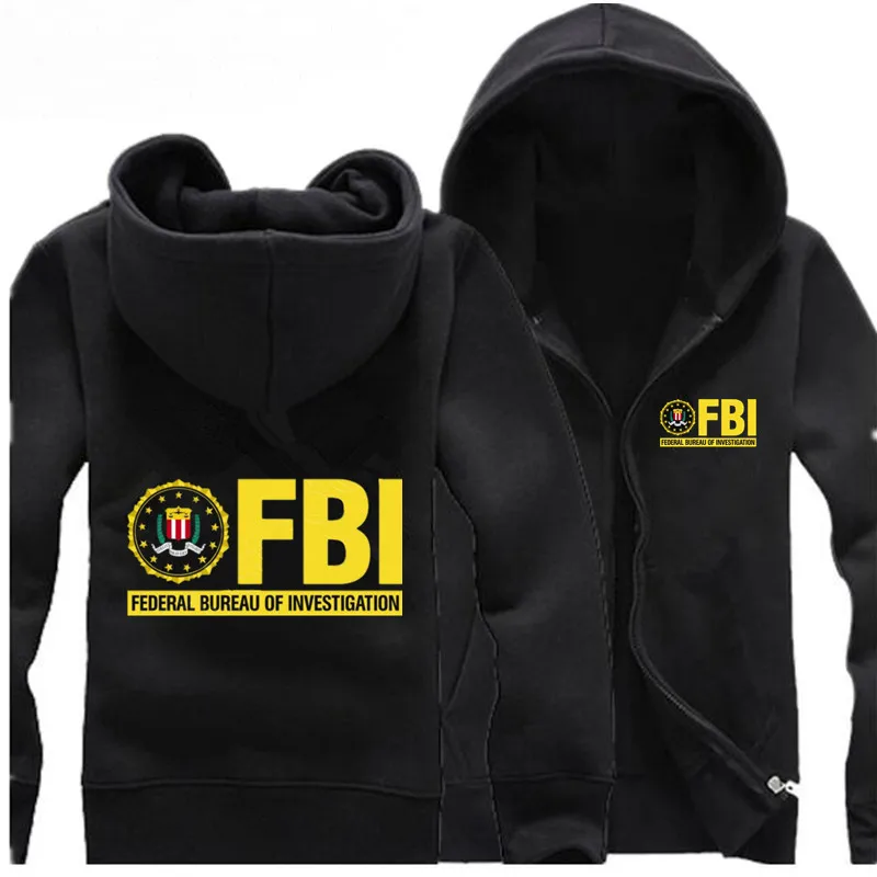 2018 New Men CIA Hooded Cotton Coat FBI Sweatshirt Hoodies Fashion