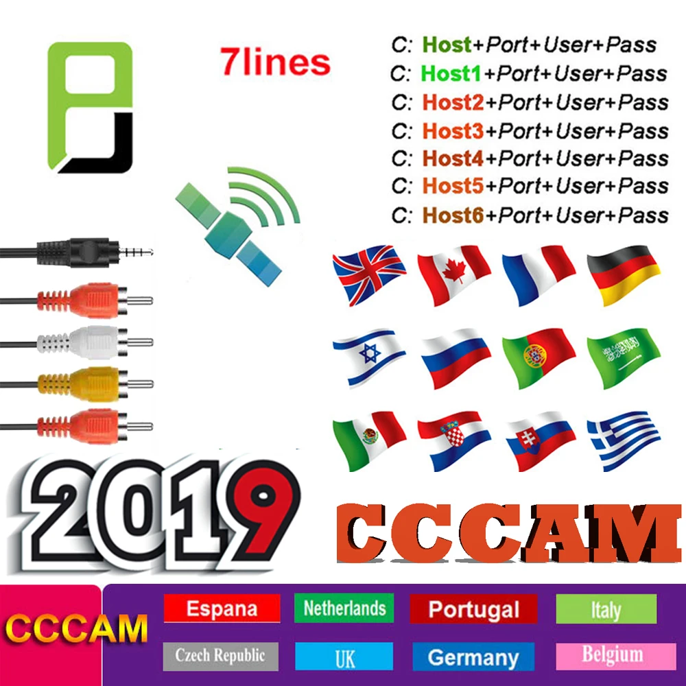 

Best CCCAM 7 lines 1 Year cccam 10cline for Spain Poland Portugal Germany Satellite tv Receiver Cccam For DVB-S2 HD