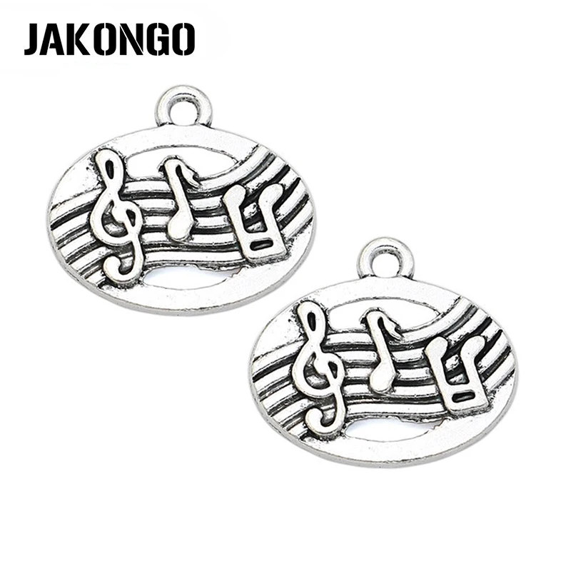 JAKONGO 10pcs Antique Silver Plated Vintage Music Note Charms Pendants for Jewelry Making DIY Handmade 18x20mm JAKONGO 10pcs Antique Silver Plated Vintage Music Note Charms Pendants for Jewelry Making DIY Handmade 18x20mm