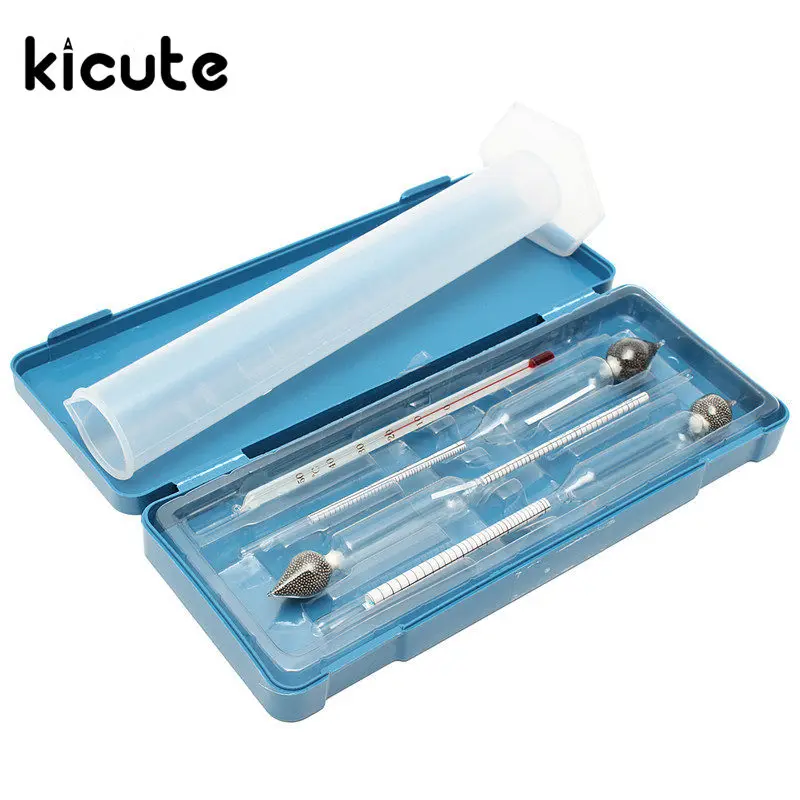 

Kicute One Set Thermometer Graduated Cylinder Case Wine Making Hydrometer Alcohol Meter Tester Measure Test Laboratory Cylinder