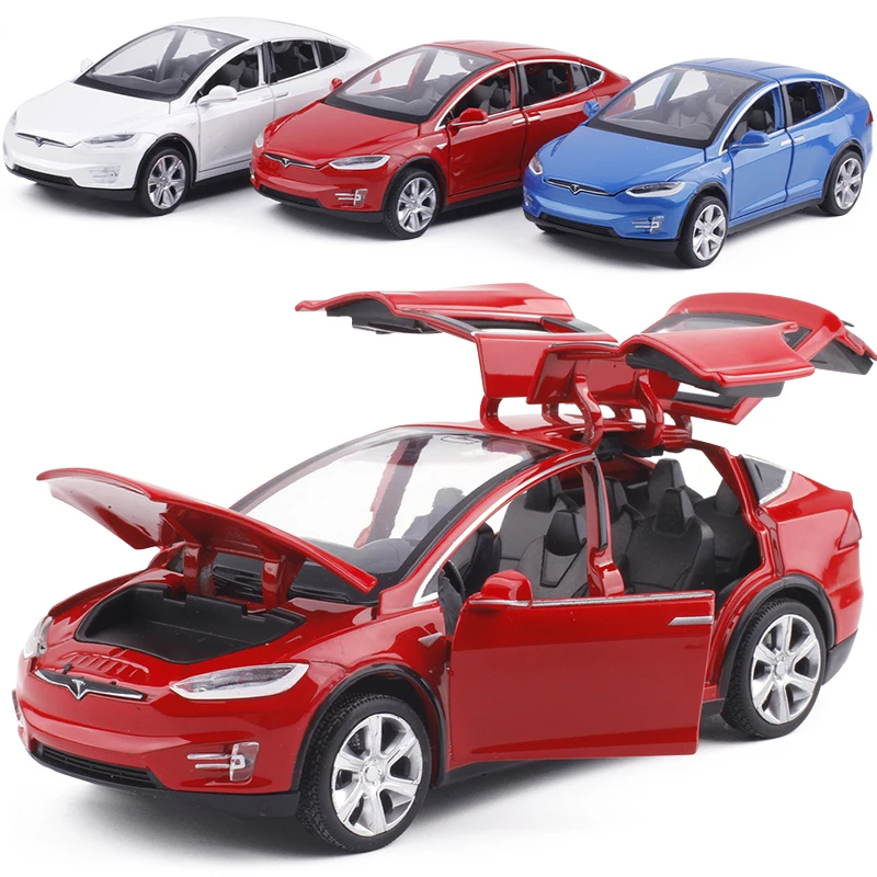 132 Alloy Car Model Tesla MODEL X Metal Diecast Toy Vehicles Car With