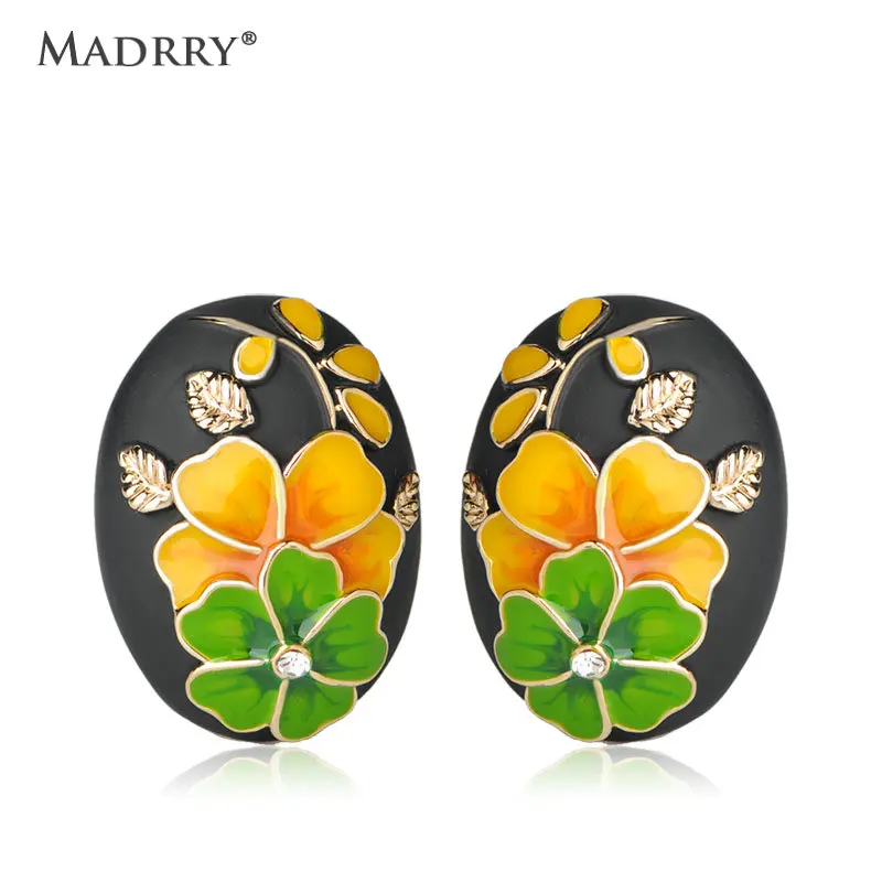 Madrry Дубай Стиль роза серьги цинковый сплав, эмаль французский крючки серьга для Для женщин вечерние подарки на день рождения ювелирные Pendientes