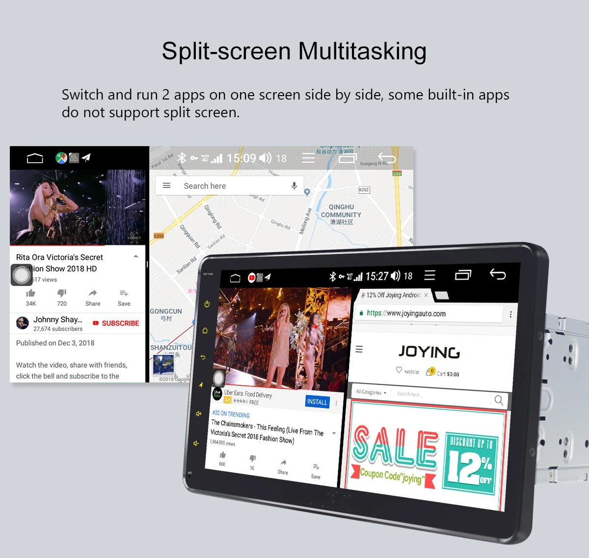 Perfect 10.1" 2Din Android 8.1 Car Stereo Radio Audio Player Tape Recorder GPS Navi DSP SPDIF Subwoofer 4G SIM Card WIFI Zlink DVR OBD 15
