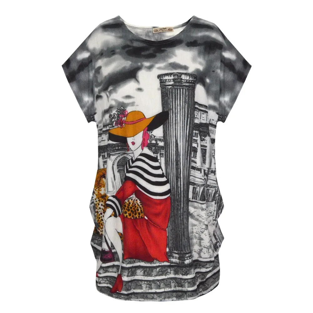 

2018 spring summer women casual print short sleeve t shirts tops & tees plus size pullover loose tunic L-5XL big large flower