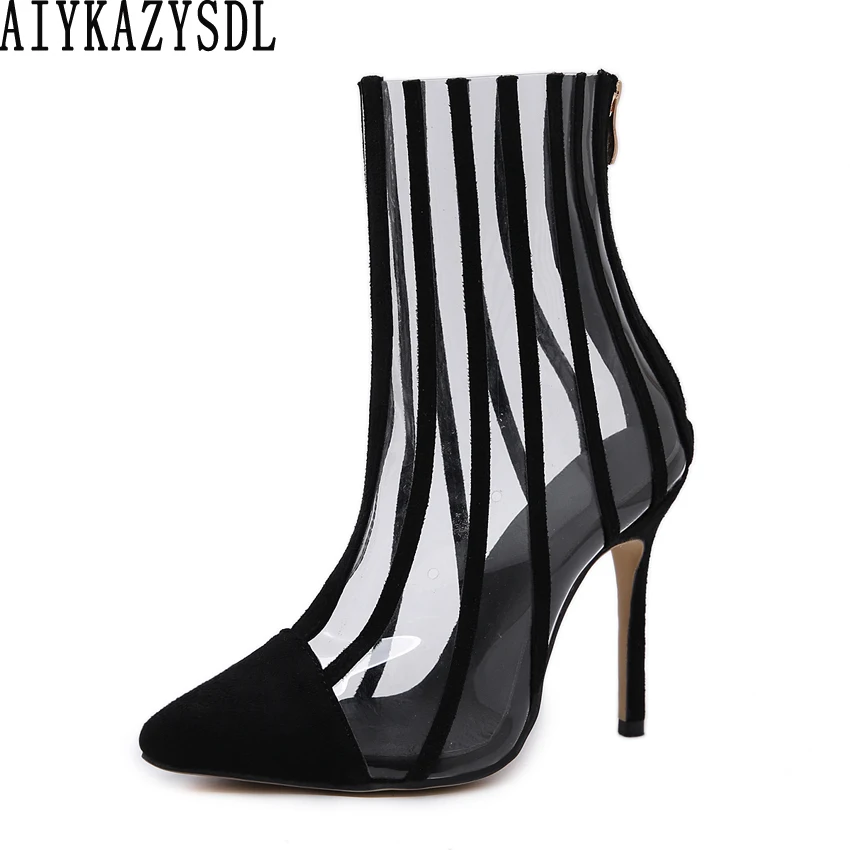ankle boots with clear heel