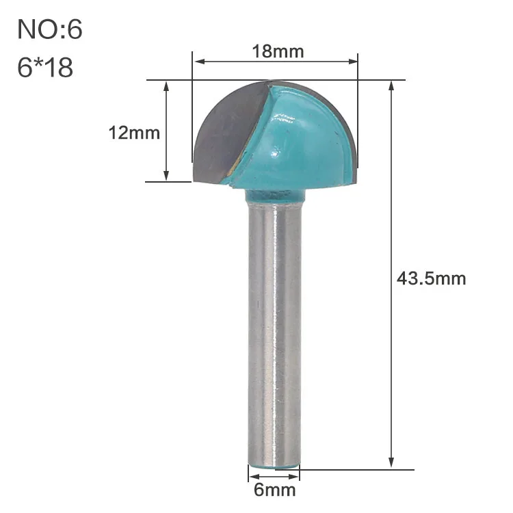 1 шт., 6 мм хвостовик, инструменты с ЧПУ, твердосплавные круглые носовые биты, круглый нос, коута, ядро, коробка, фрезы, шейкер, резак, инструменты для деревообработки