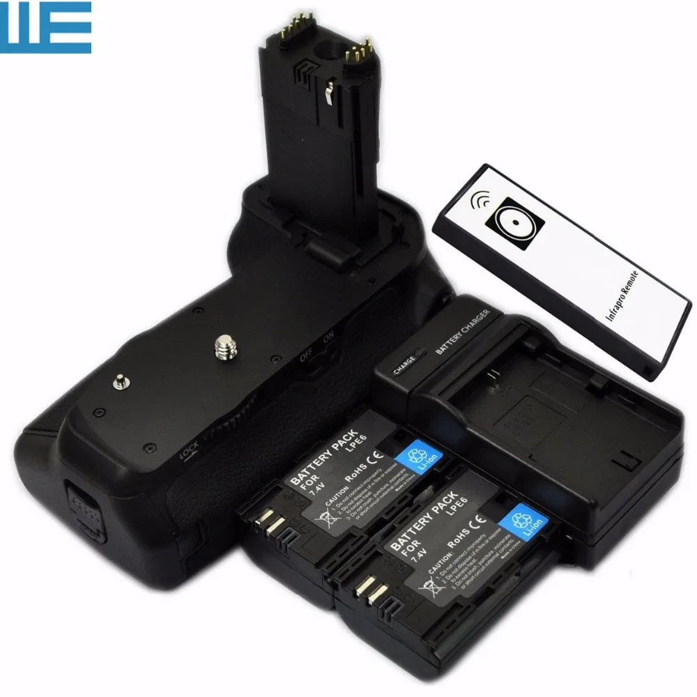 

BG-E14 Battery Grip + IR Remote+ LP-E6 Battery Holder+ AA Battery Holder + 2X LP-E6 Batteries + Charger for Canon 70D camera.