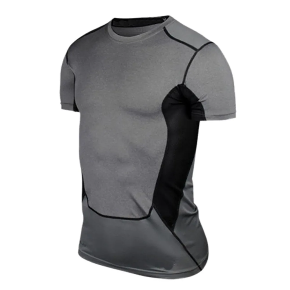 Мужская компрессионная футболка Под базовым слоем, облегающая футболка с коротким рукавом, Спортивная Коллекция s-xxl
