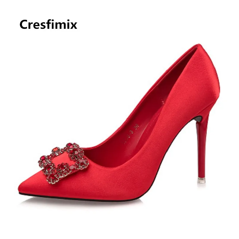 Женские вечерние туфли Cresfimix на высоком каблуке фиолетовые без застежки