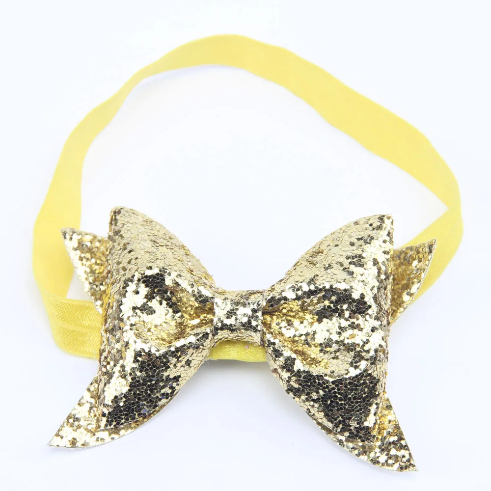 Gold Baby Headband Glitter Bow Headband for Children Adult Glitter