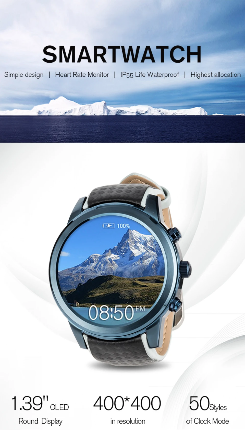 Водонепроницаемые Смарт-часы с ОС Android 5,1, 2 Гб+ 16 Гб, поддержка sim-карты, gps, Wi-Fi, спортивные Смарт-часы для мужчин и женщин