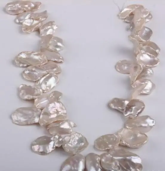 

baroque 16-18MM NATURAL SOUTH KESHI WHITE PEARL NECKLACE 18inch