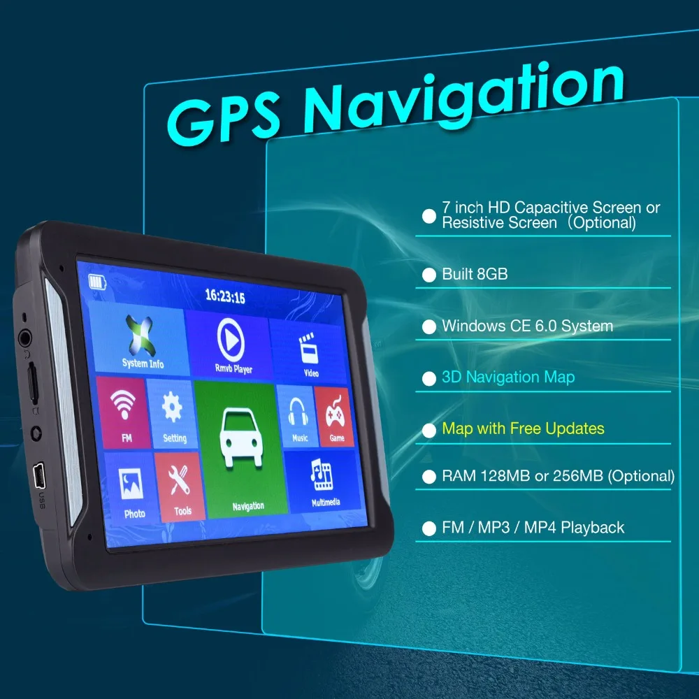 Катарина 7 дюймов HD Автомобильный gps навигатор FM 8G 256MB или 128MB Последняя Европа карта резистивный или емкостный грузовик gps навигаторы