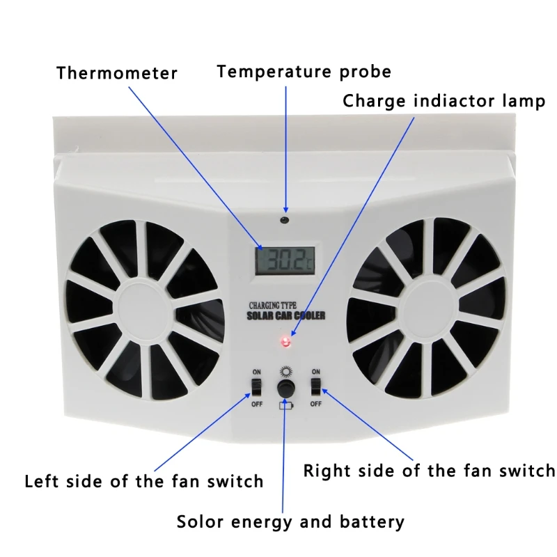 Солнечный Мощность окно лобовое стекло автомобиля Auto Air Vent охлаждения выхлопных газов Dual Fan Системы охладитель