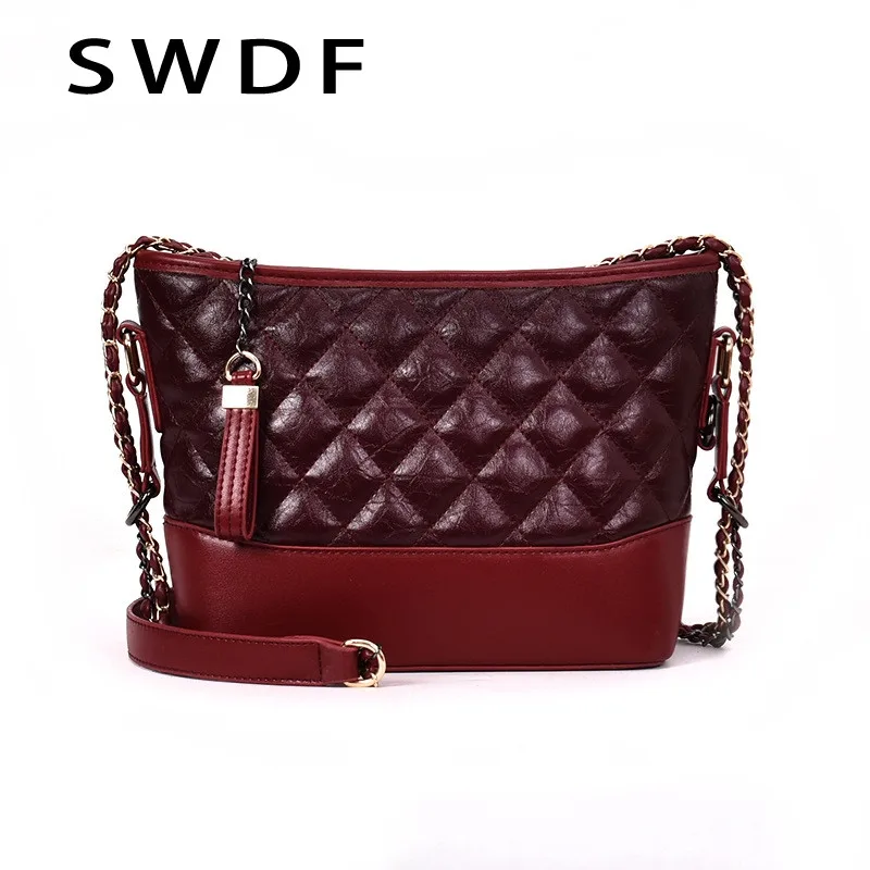 

SWDF Women Leather Bags for 2019 Simple Shoulder Bags Mini Package Chain Messenger Crossbody Student Bags Shoulder Female Flap