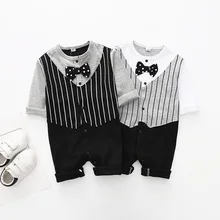 Детские хлопковые комбинезоны для новорожденных, Осенние Комбинезоны джентльменов Одежда для новорожденных Комбинезоны для детей 1 год