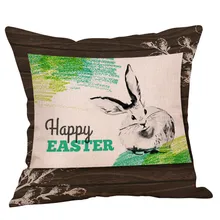 Gajjar funda de cojín de sofá de lino para decoración del hogar funda de almohada Vintage feliz conejo de pascua funda de almohada 40X40 cm decorativa almohadas 10Mar6