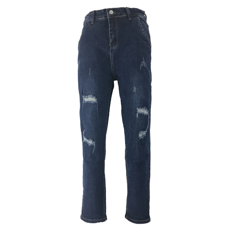 

2019 New Women Jeans Scratched Full Length Pattern Sequin Jeans For Women Pencil Spliced Pants Regular Bleached Jeans
