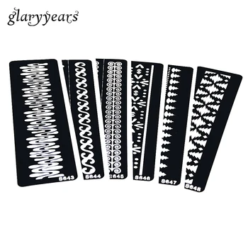 

6 Pieces Hollow Henna Tattoo Stencil Christmas Tree Snowflake Pattern Paste Drawing Leg Art Tattoo Stencil New Year Gift S600#08