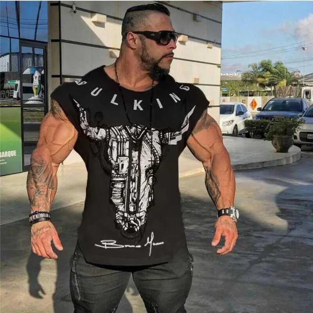 US $8.56 Summer Fashion Body Building Mens Tanks Muscle Shirts Gym TShirt Fitness Workout camiseta Vest EBa