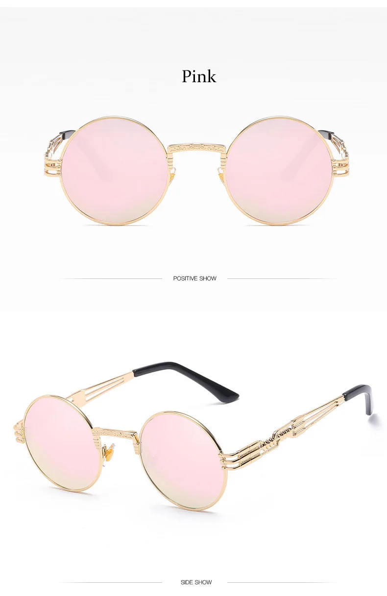 Ретро Металлические Круглые Солнцезащитные очки wo мужские модные дизайнерские металлические женские зеркальные Винтажные Солнцезащитные очки женские розовые Роскошные сплав