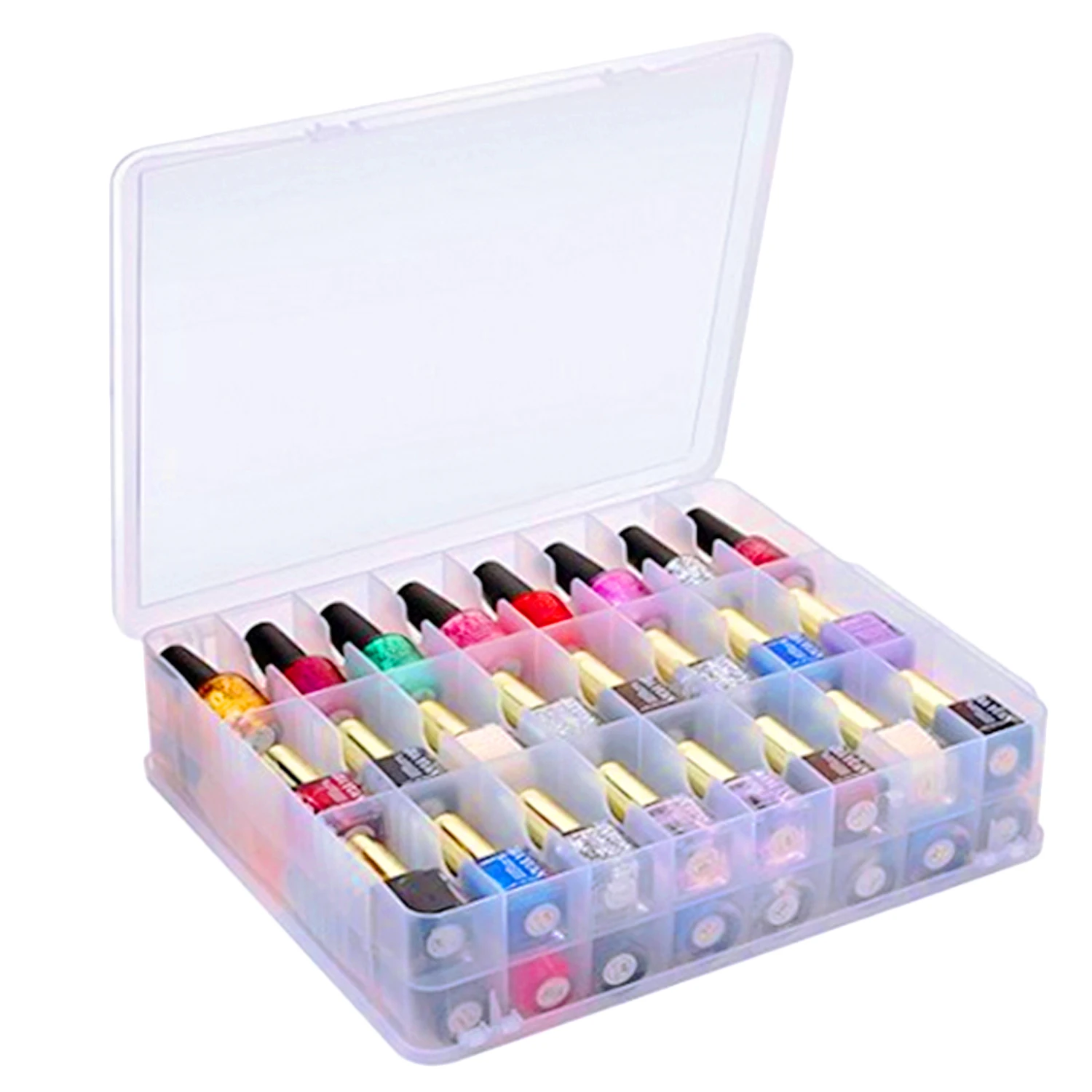 

48 Grids Plastic Nail Polish Lipstick Storage Box Portable Double Side Stand Holder Makeup Essential Oils Nail Polish Organizer