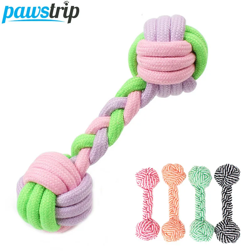 1pc Cotton Rope Dog Toys Training Ball Braided Dumbbell Dog Chew Toys S
