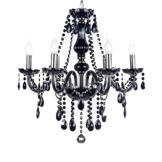 Black Crystal Chandelier France Design K9 Re Fixture 6 Heads Diy Black Crystal Chandelier France Design K9 Re Fixture 6 Heads Diy Art Chandeliers Lights Candle Flame
