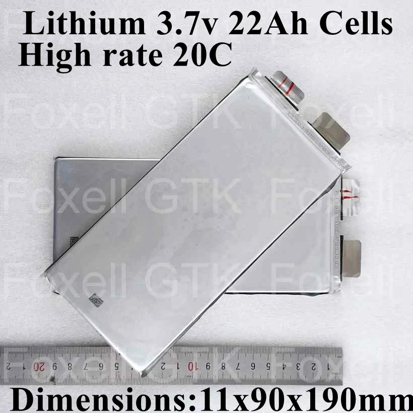 

High quality cells 3.7v 22Ah Lithium cobalt oxide battery 20C max discharge 400A high current for diy pack 24v 20ah power tools