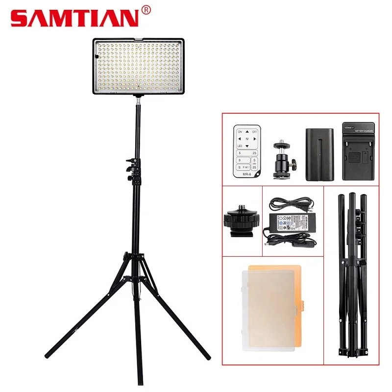 

SAMTIAN TL-240S 1 set Photographic Lighting LED Video Light with Tripod Stand 3200K/5600K CRI93 Photo Studio Light Panel Lamp