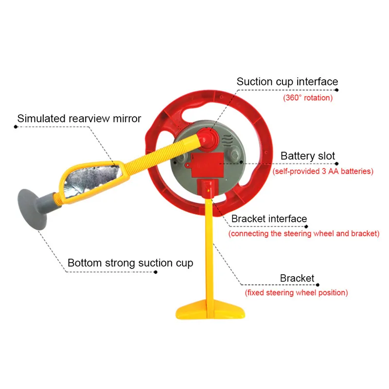 Детская музыкальная присоска для вождения игрушка с рулевым колесом