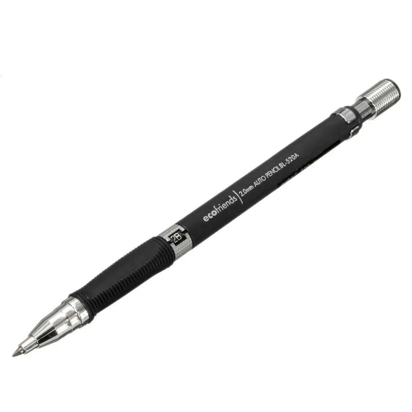 1 шт., 2 мм, пластиковый и металлический свинцовый держатель, механический черновой карандаш для рисования, 2,0 мм, свинцовый держатель, механический карандаш